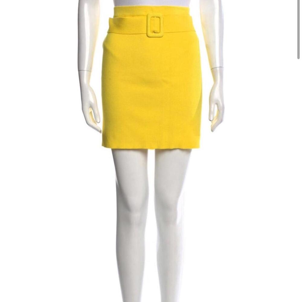 STAUD Yellow Mini Skirt Belted High Waist A Line Casual Chic Fashion
